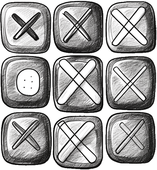 Hand-drawn tic tac toe gaming